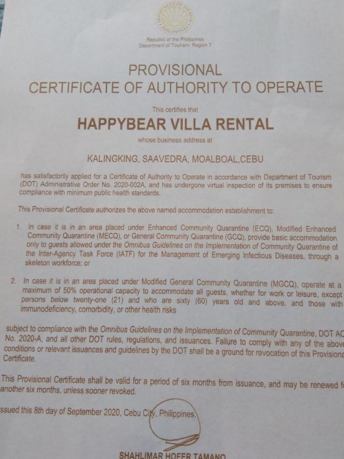 Happy Bear Moalboal Budget Rooms Bagian luar foto